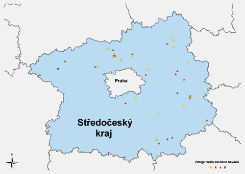 Obr. 1: Objekty a zařízení podle zákona č. 59/2006 Sb., na území Středočeského kraje