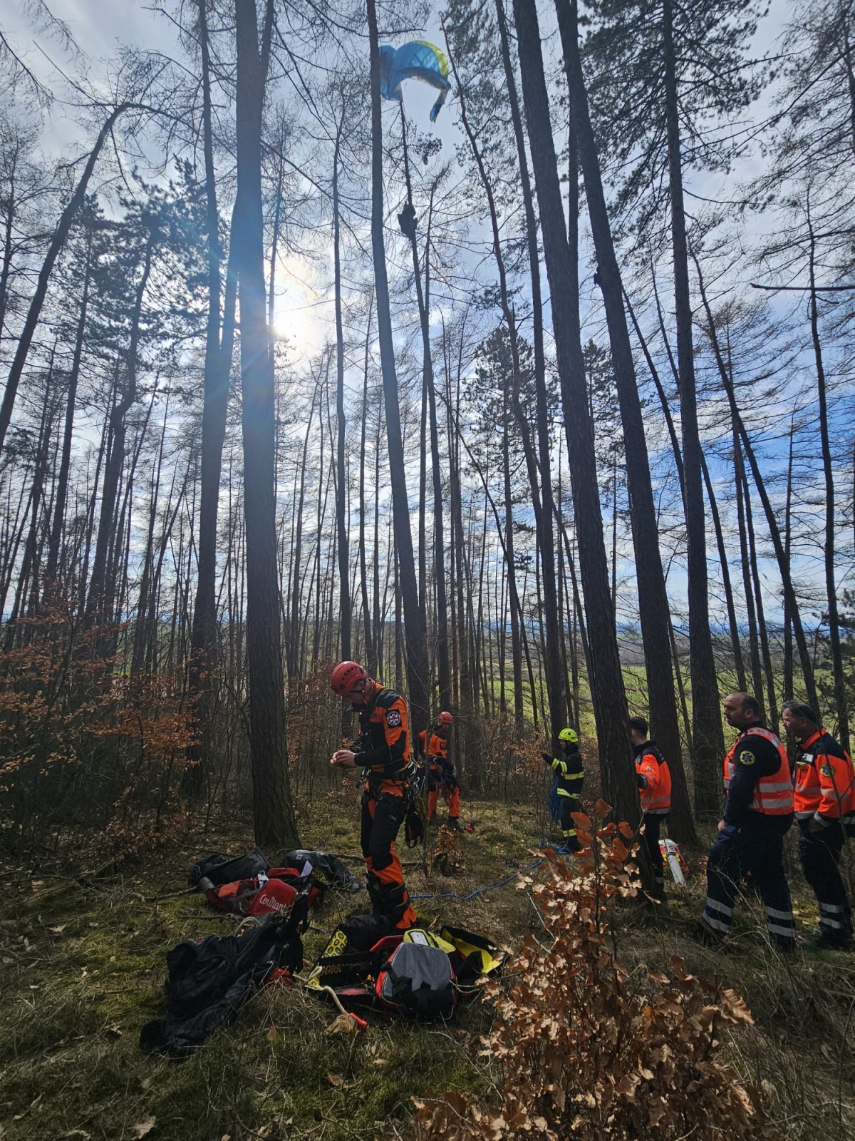 150324-Záchrana paraglidisty  z koruny vysokého modřínu u obce Hředle na Rakovnicku.jpeg