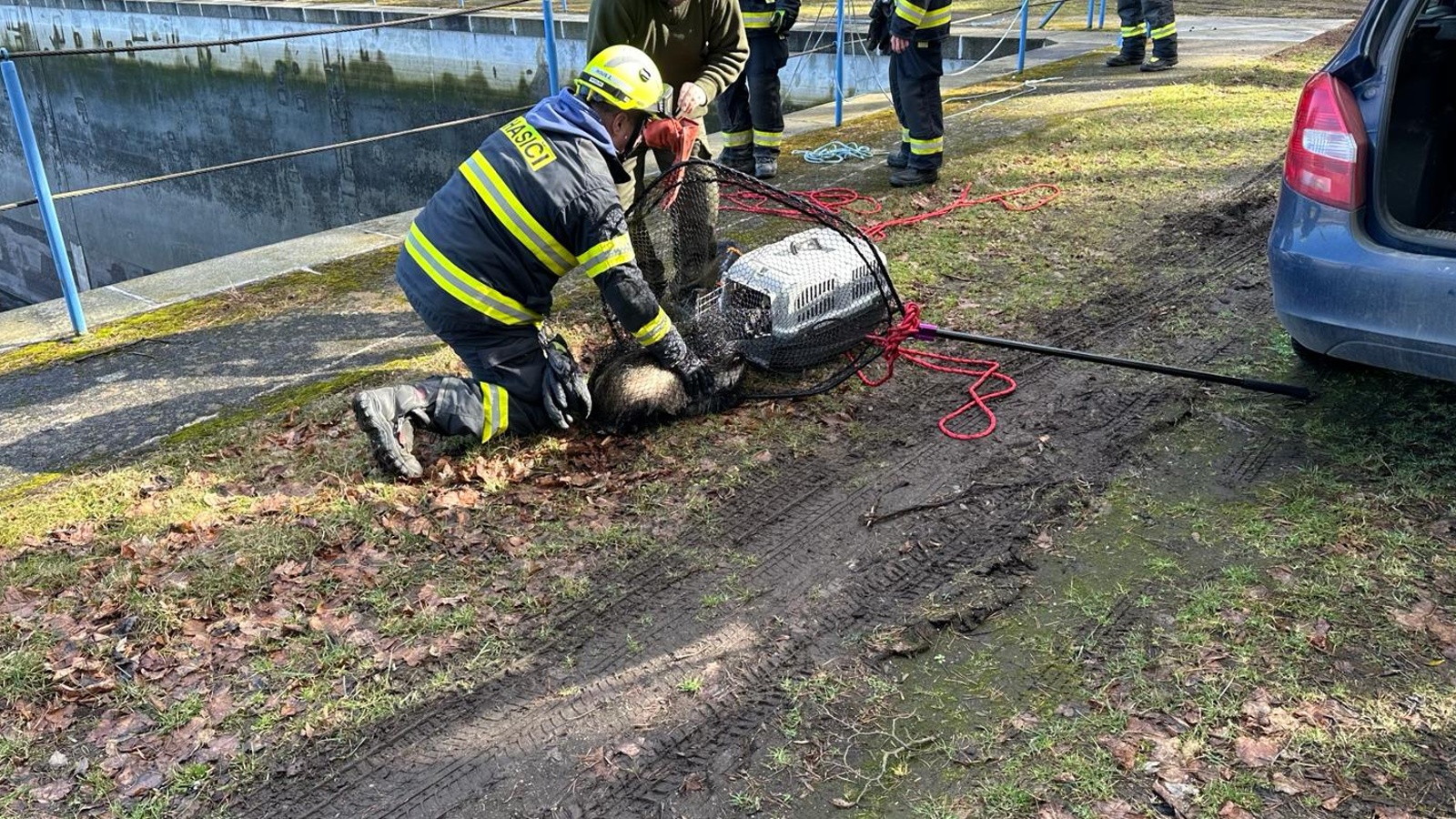 240224-Záchrana jezevce z nádrže přečerpávací vodní elektrárny Štěchovice.jpg