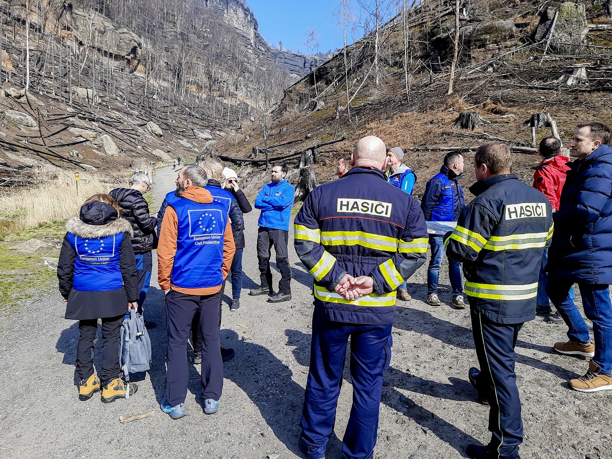 Devítičlenná delegace Wildfires Advisory Mission složená ze sedm expertů na lesní požáry ze Španělska, Francie, Rakouska a Finska a dva styční důstojníci ze Střediska pro koordinaci odezvy na mimořádné události (ERCC)