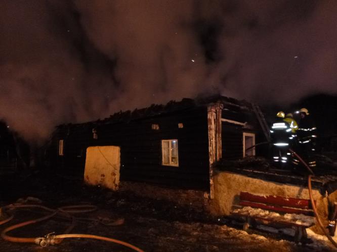 Jednou z největších lednových událostí byl požár roubenky v Krouně