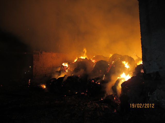 Požár stodoly v obci Snopoušovy
