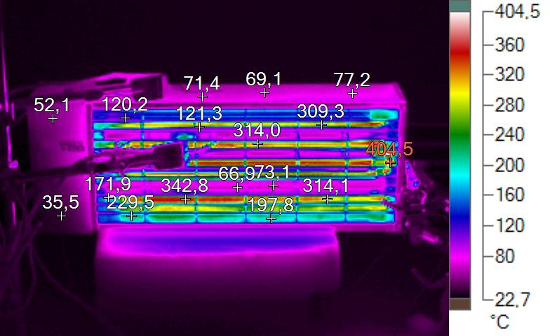 Termosnímek elektrického topidla s topnou spirálou