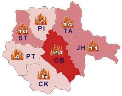 Počty požárů skládek odpadů a odpadních produktů v Jihočeském kraji 2006-2007.jpg 