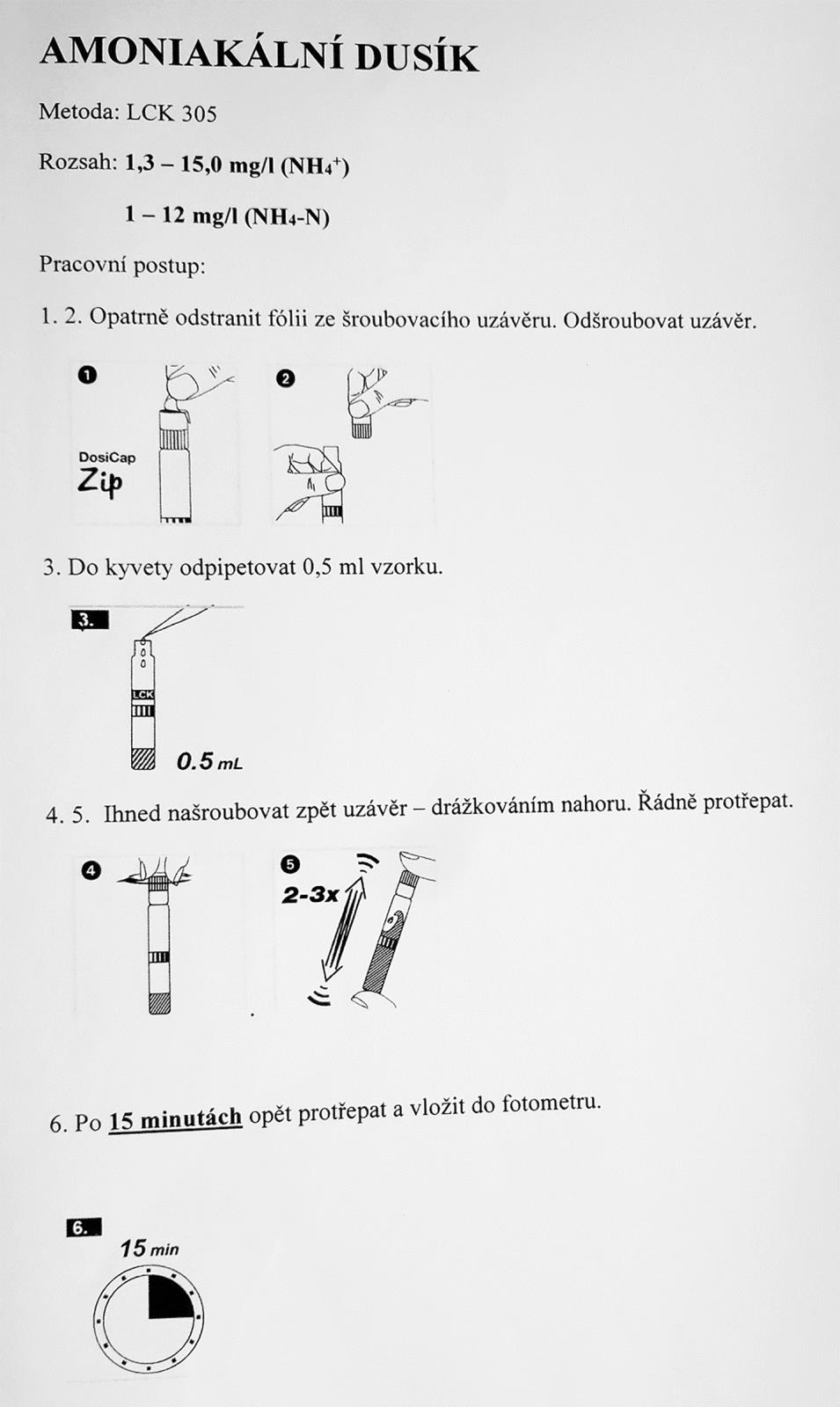 Obr. 3 Ukázka pracovního postupu pro stanovení ukazatelů ve vodách