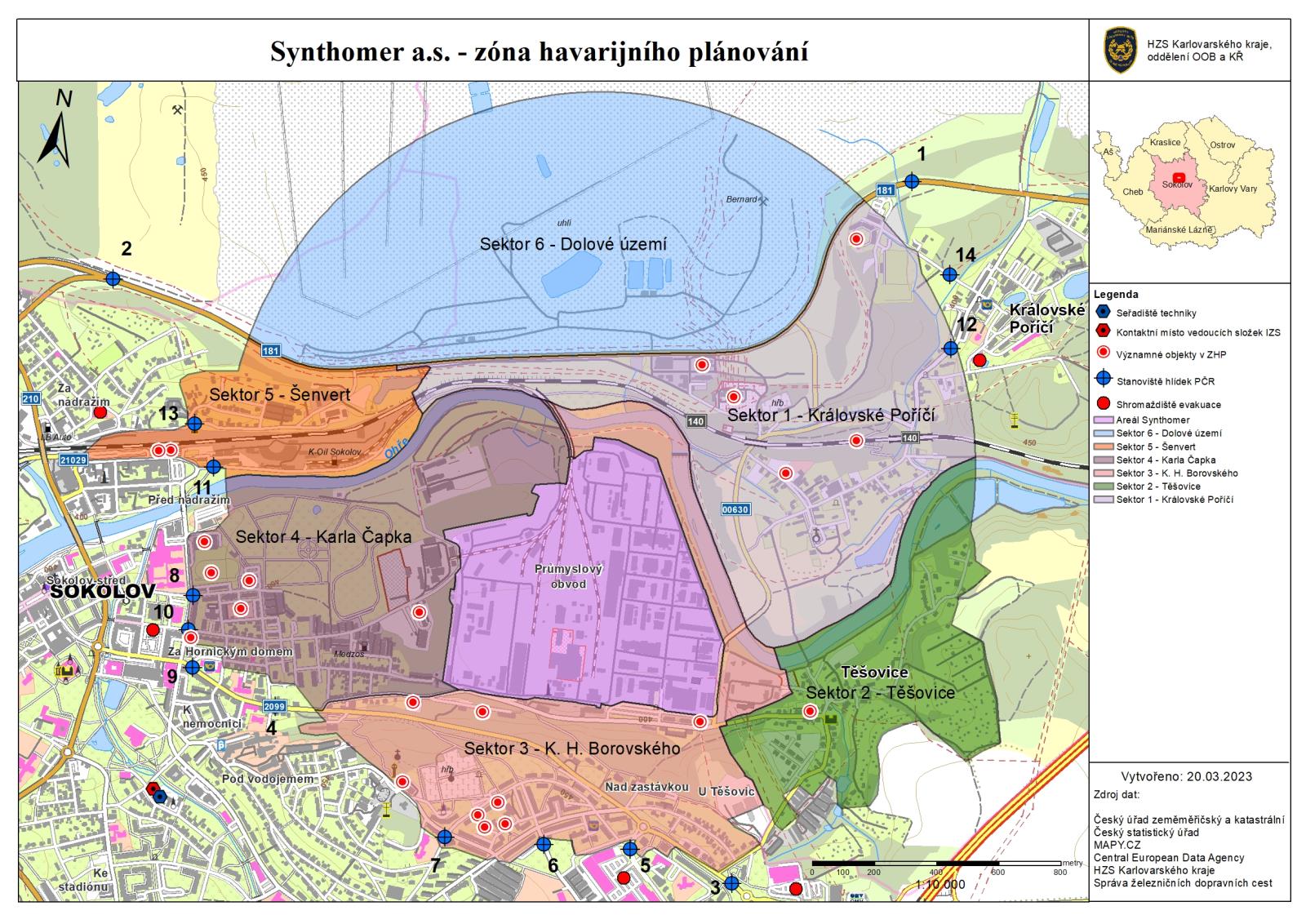 Obr. 1 Zóna havarijního plánování objektu společnosti Synthomer, a. s.