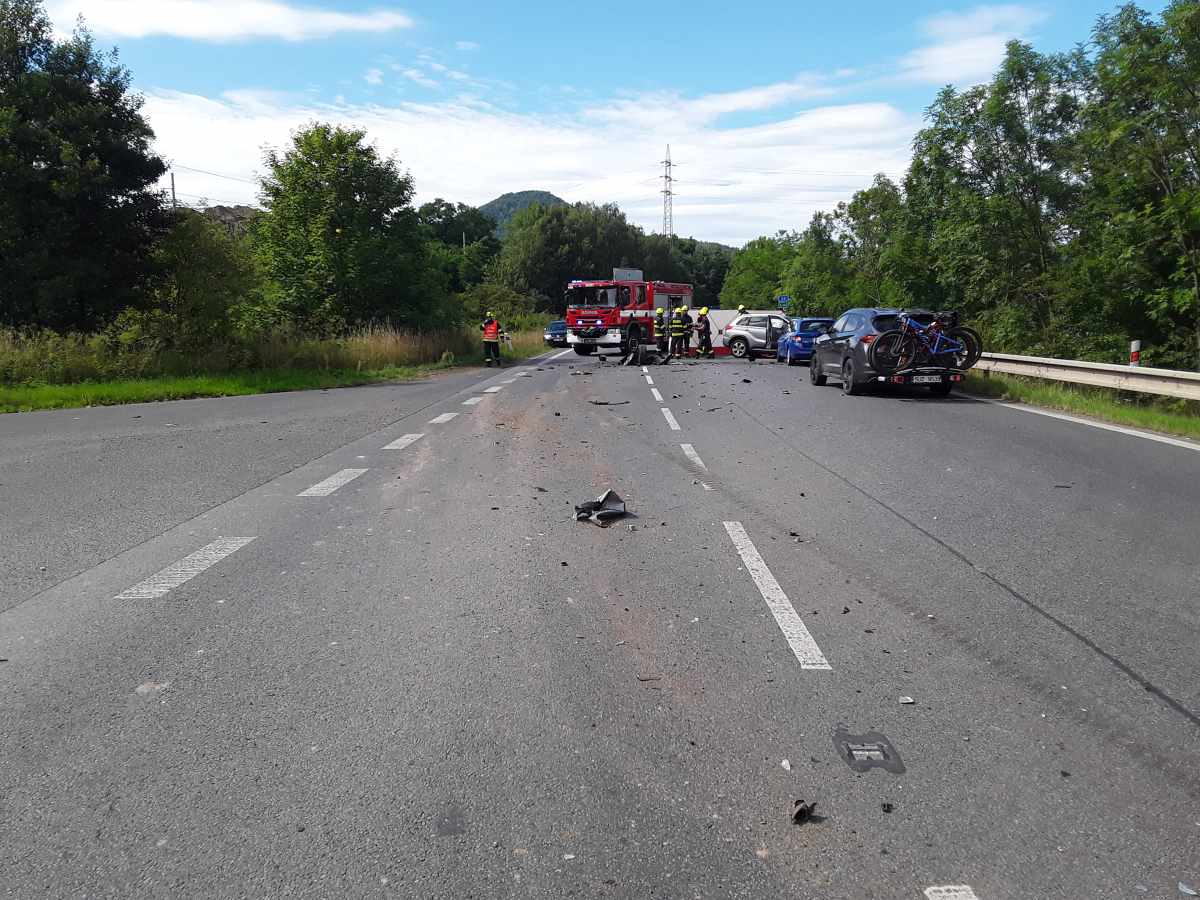 Nehoda na silnici I/62 u Malšovic na Děčínsku