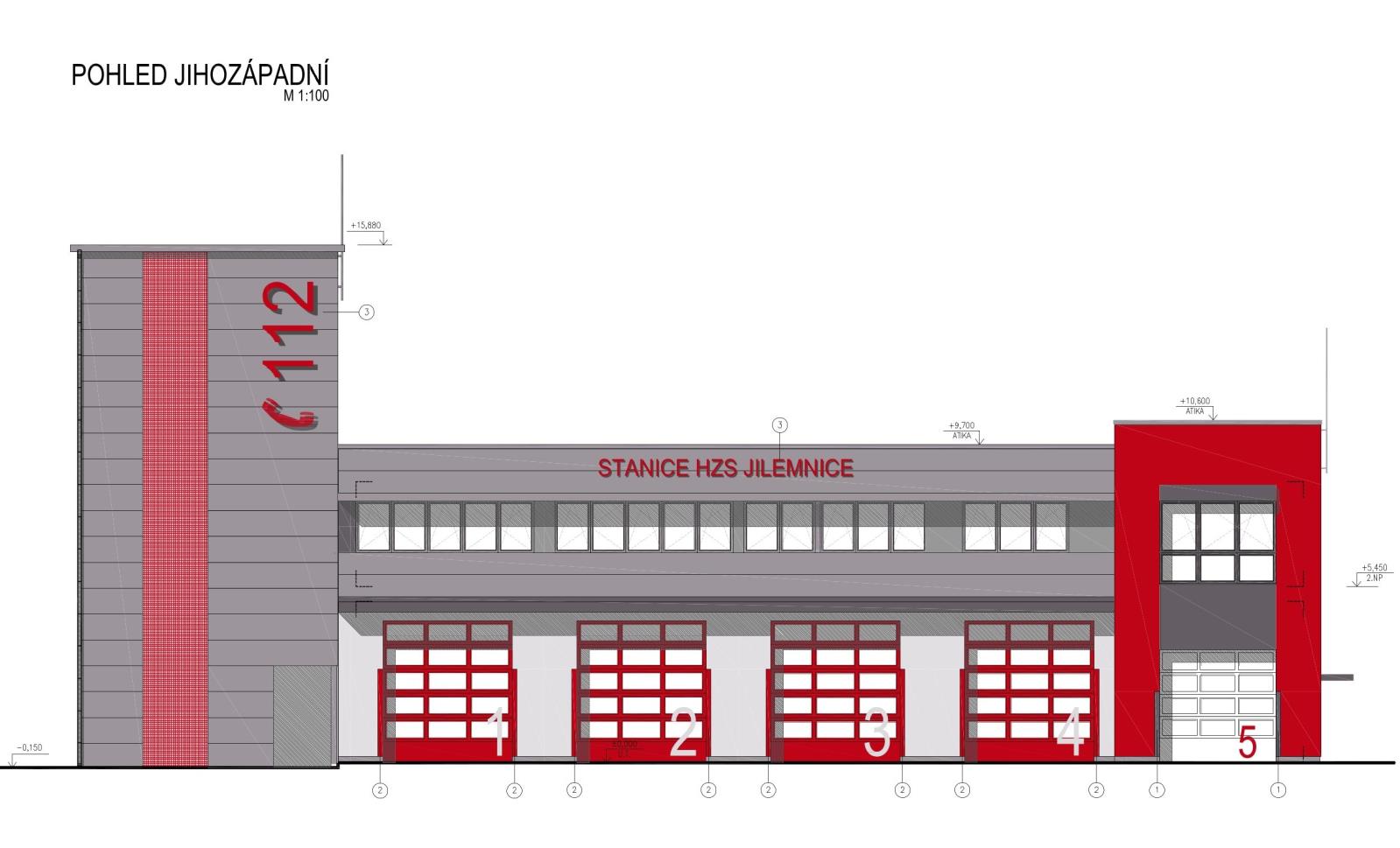 Vizualizace stanice HZS LBK Jilemnice z projektové dokumentace