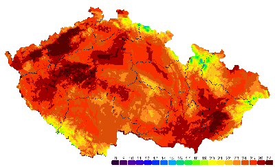 Teplotní mapa České republiky